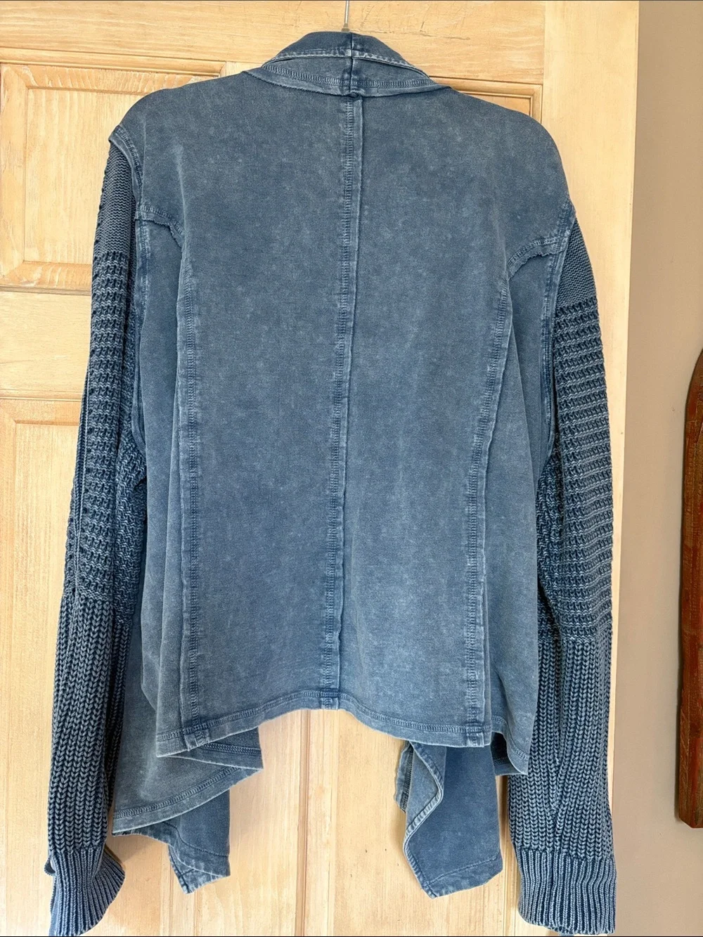 NorthStyle Washed Blue Open-Front Knit Sleeve Cardigan 3X